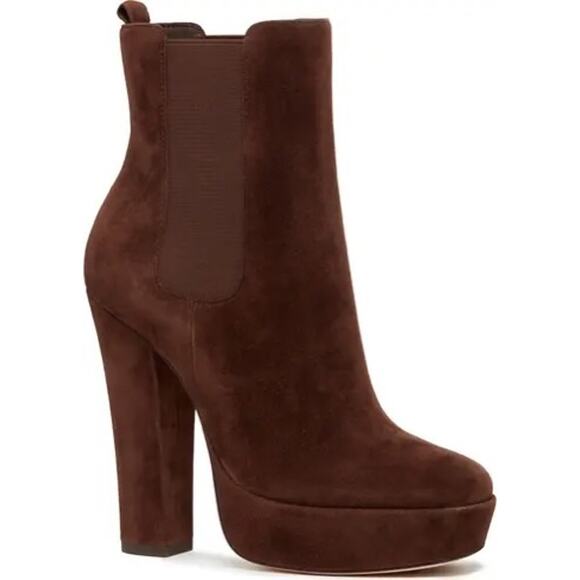 PAIGE Chocolate Suede round Pointed Kyra Ankle Boots  size 10.5 - Picture 1 of 10